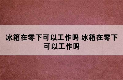 冰箱在零下可以工作吗 冰箱在零下可以工作吗